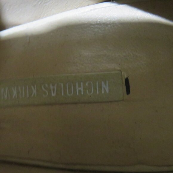 Nicholas Kirkwood Tan Nude Italian Leather & Floral Velvet Lace Platform Wedge 6 - Picture 9 of 16